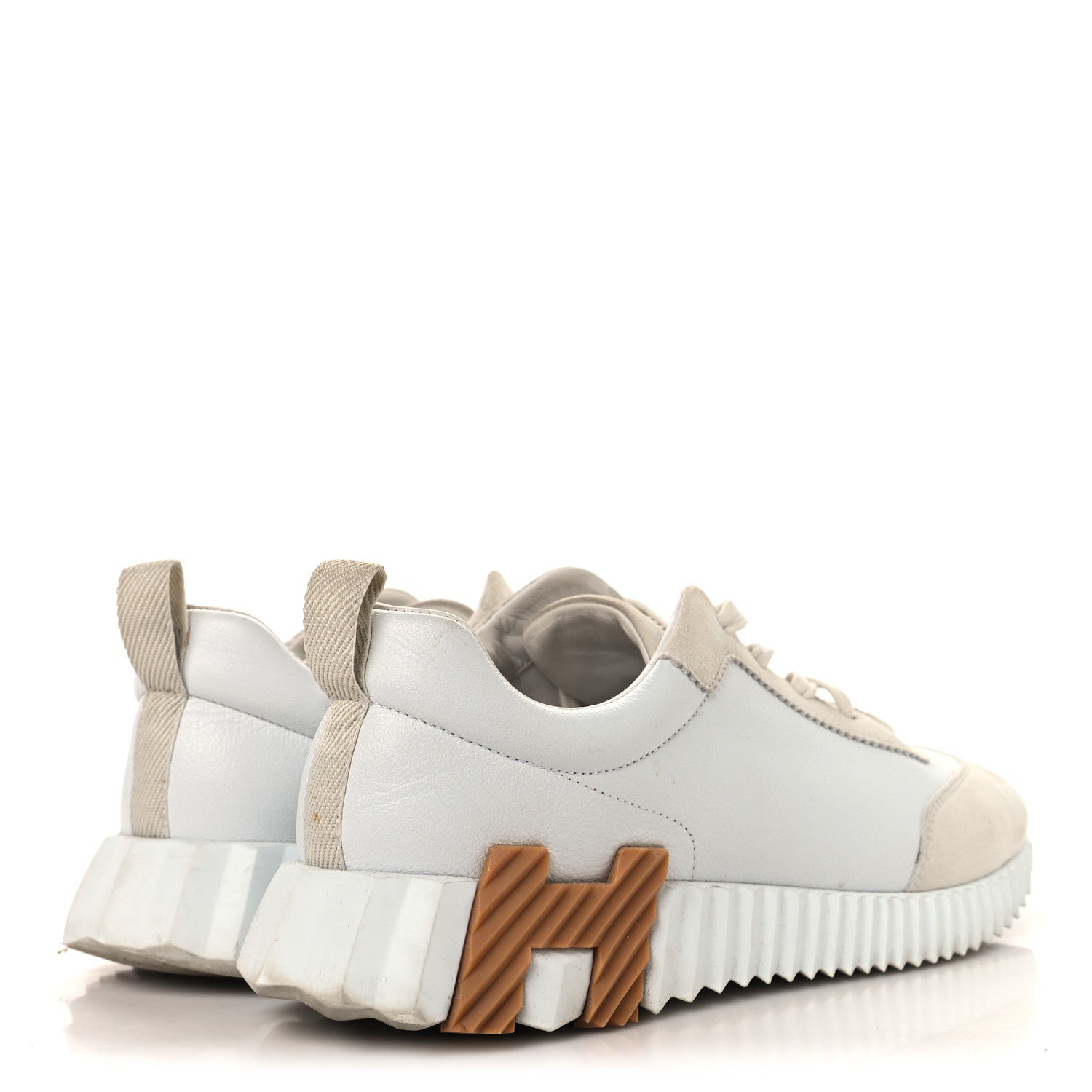 Hermes Calfskin Suede Goatskin Bouncing Sneakers 39 White 5 of 12