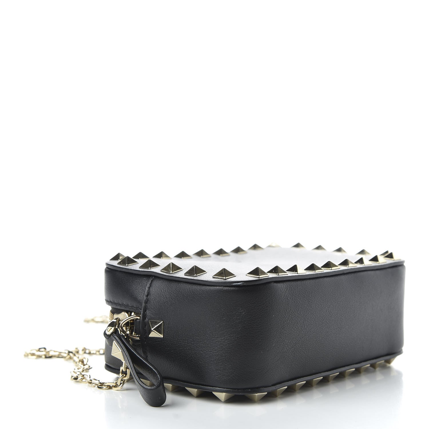 Valentino Garavani Calfskin Small Rockstud Chain Camera Crossbody Bag Black 4 of 9