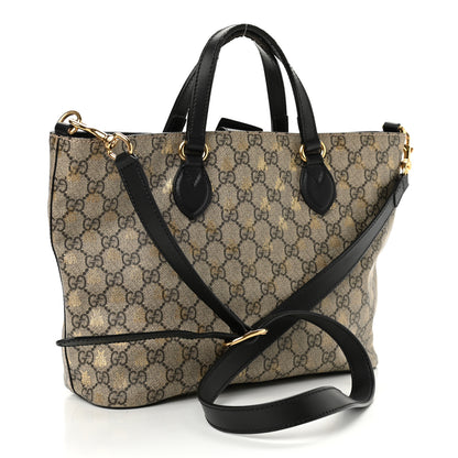 Gucci Soft GG Supreme Monogram Bees Small Crossbody Tote Beige Oro Black 3 of 14