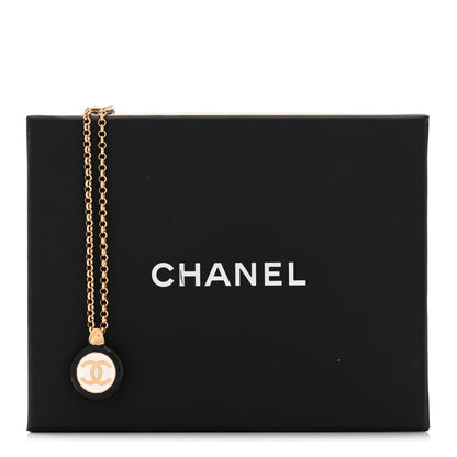 Chanel Enamel CC Medallion Chain Necklace Gold Black White 6 of 6