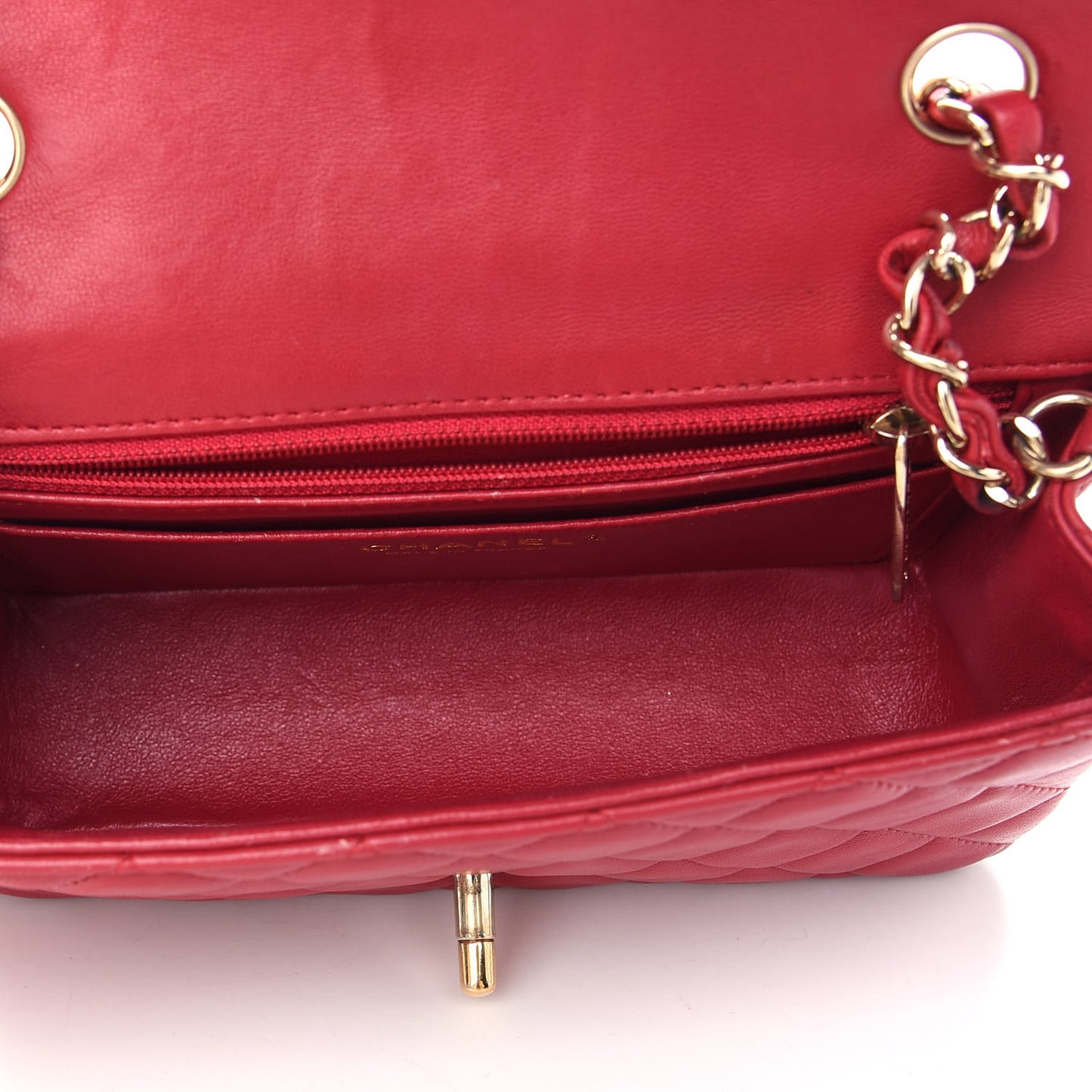 Lambskin Quilted Mini Rectangular Flap Red