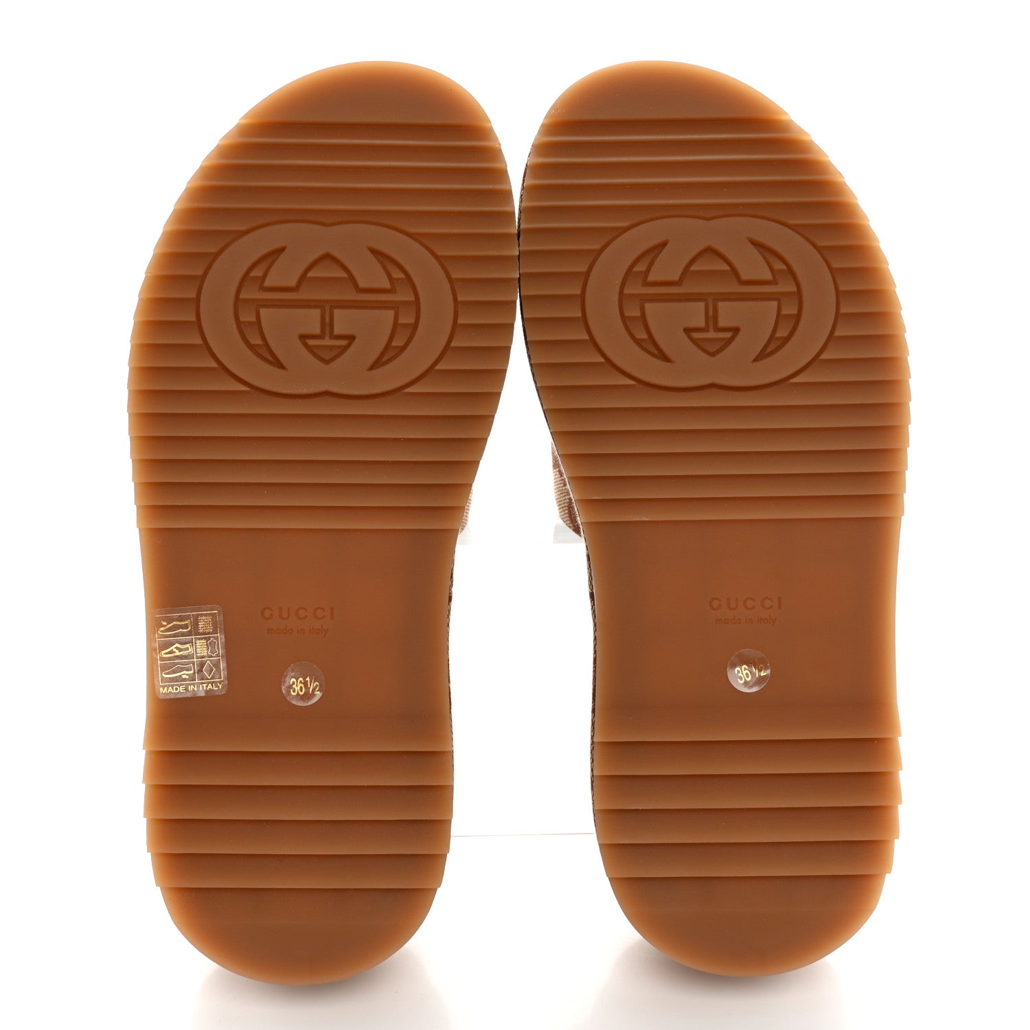 Gucci Canvas GG Monogram Angelina Platform Slide Sandals 36.5 Beige Ruggine 5 of 10