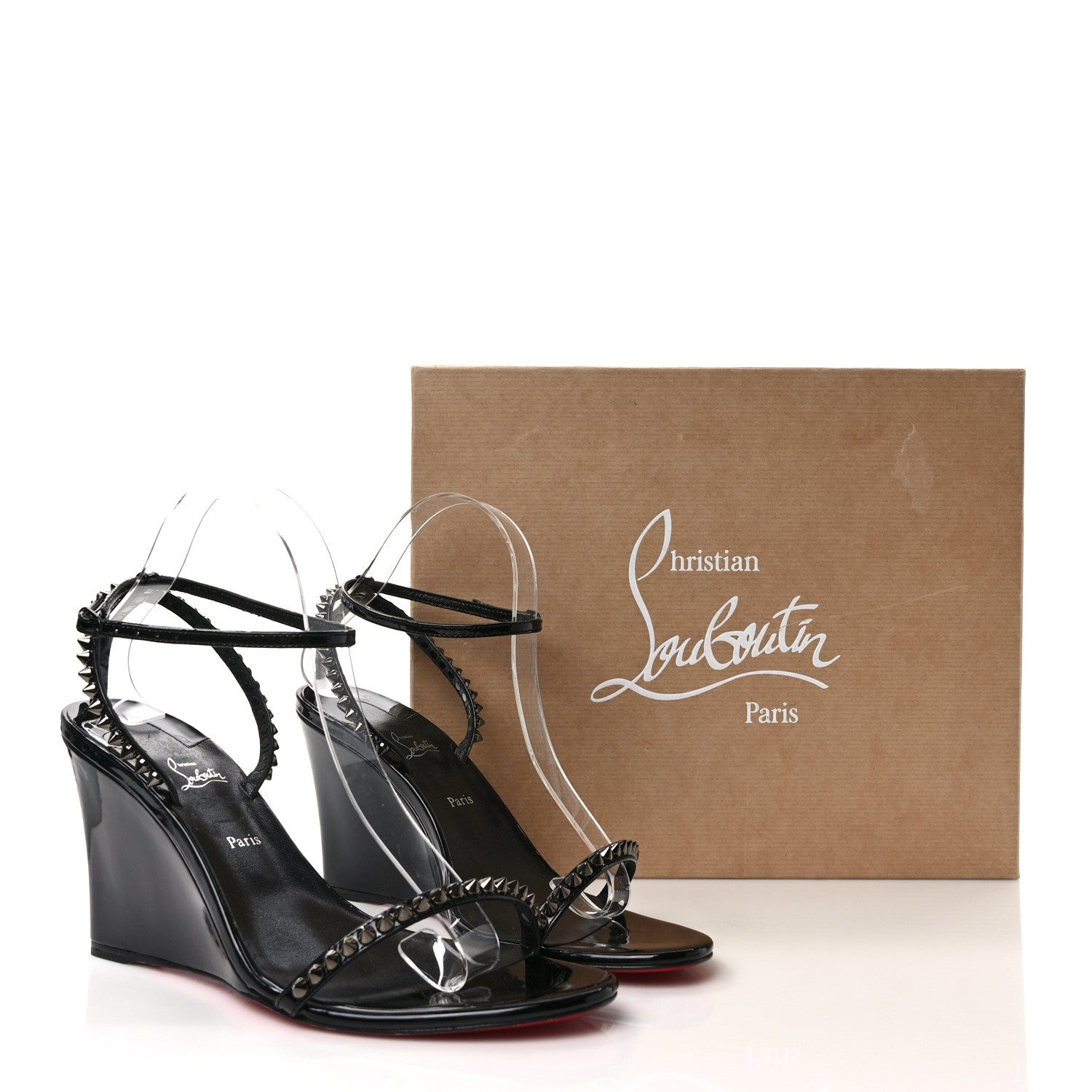 Christian Louboutin Patent Calfskin So Me Spike 85 Wedge Sandals 41 Black 8 of 8