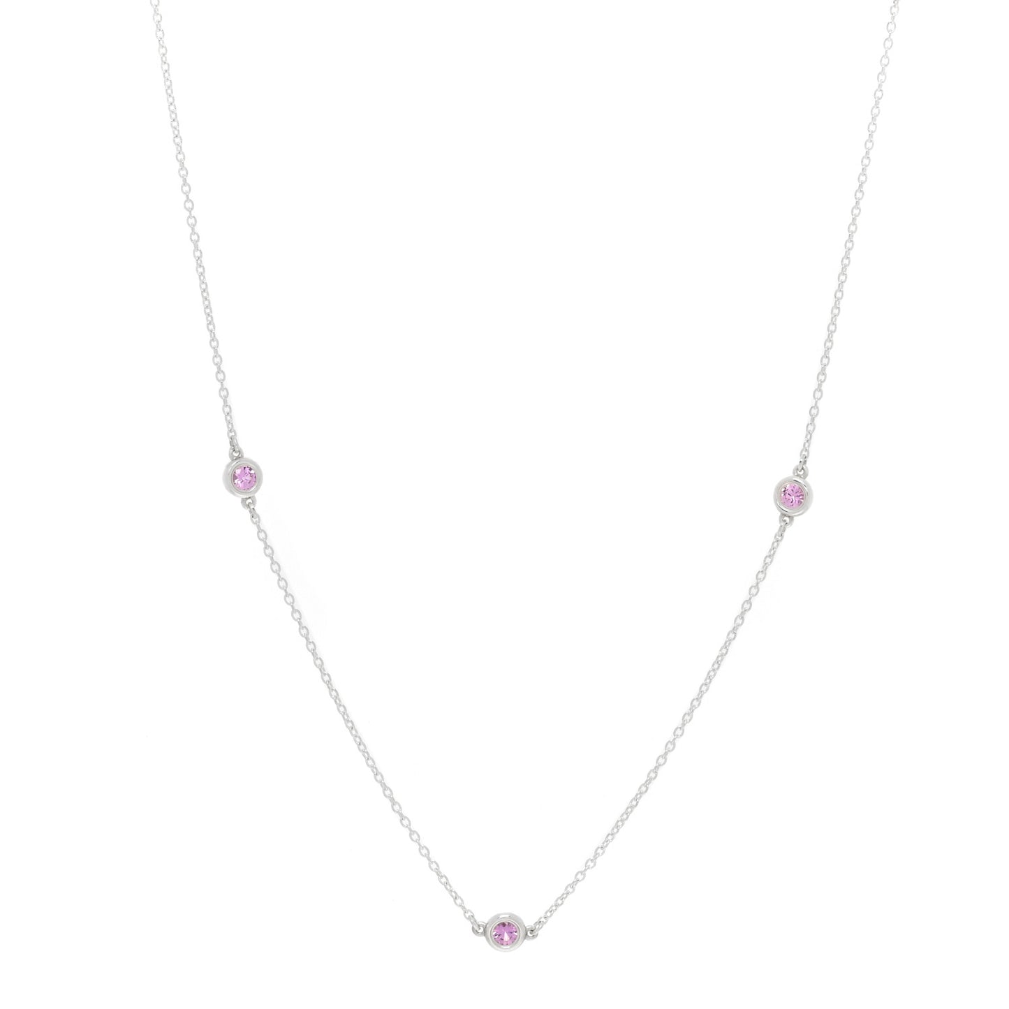 Sterling Silver Pink Sapphire Elsa Peretti Color By The Yard 5 Station Necklace