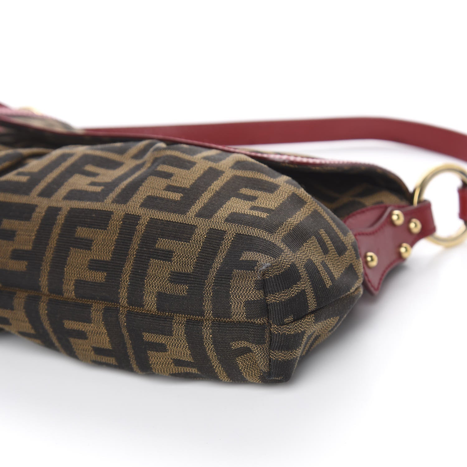 Fendi Zucca Cuoio Lucido Small Chef Shoulder Bag Tobacco Rosso Scuro 10 of 12