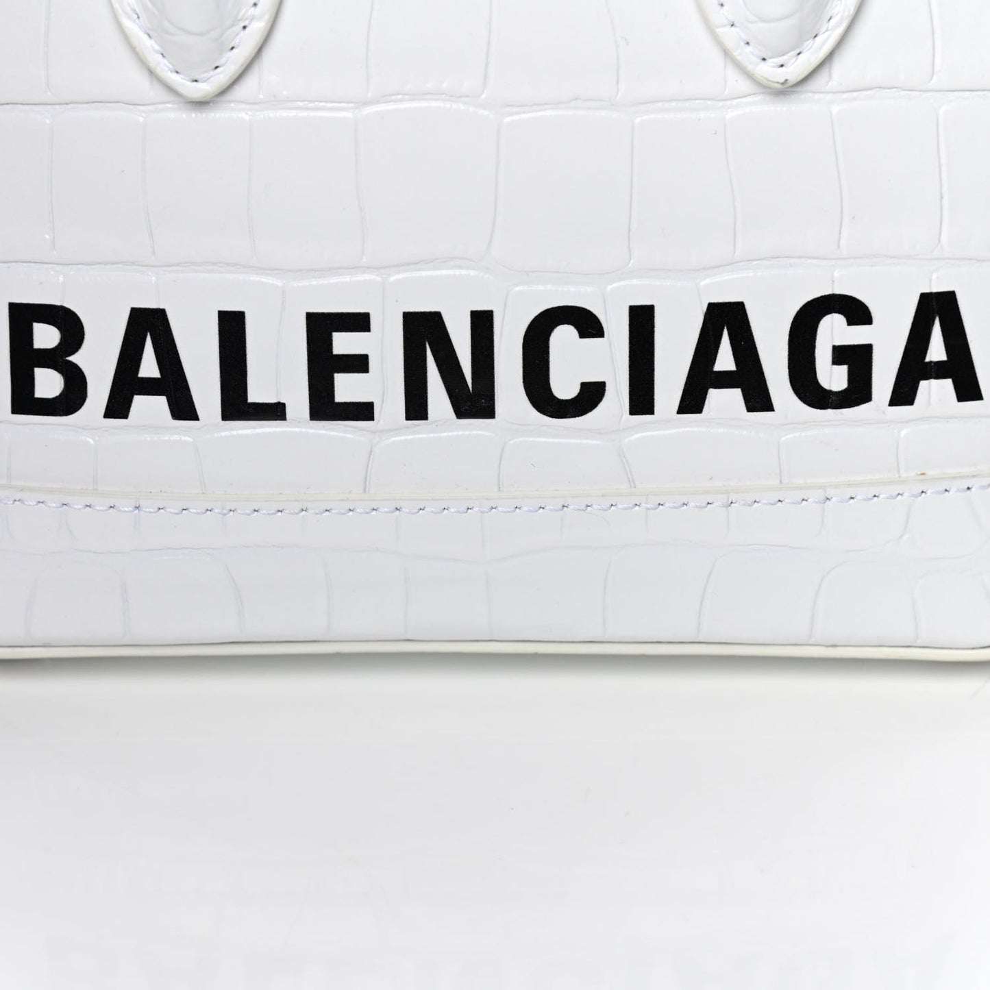 Calfskin Crocodile Embossed XXS Ville Top Handle Bag White Black