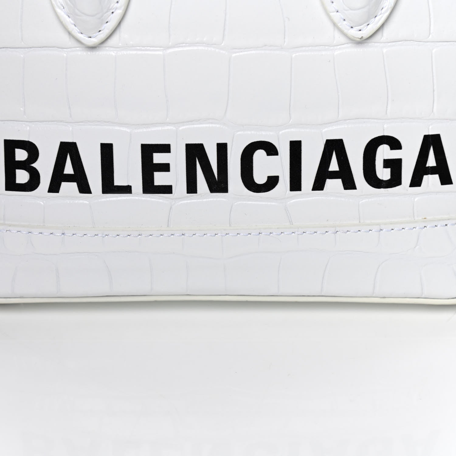 Balenciaga Calfskin Crocodile Embossed XXS Ville Top Handle Bag White Black 4 of 18