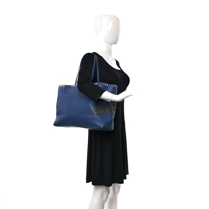 Valentino Garavani Grained Calfskin Rockstud Shoulder Tote Baltique 2 of 8