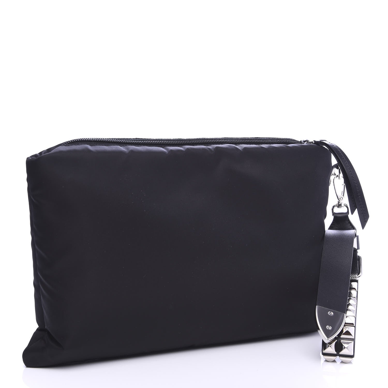 Prada Tessuto Nylon Studded Wristlet Black 3 of 7