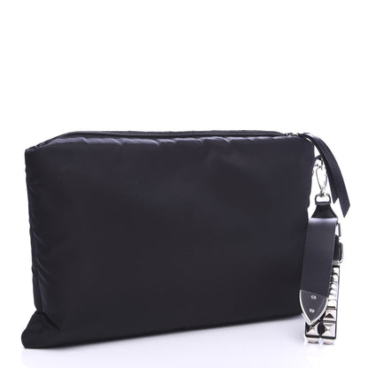 Prada Tessuto Nylon Studded Wristlet Black 3 of 7