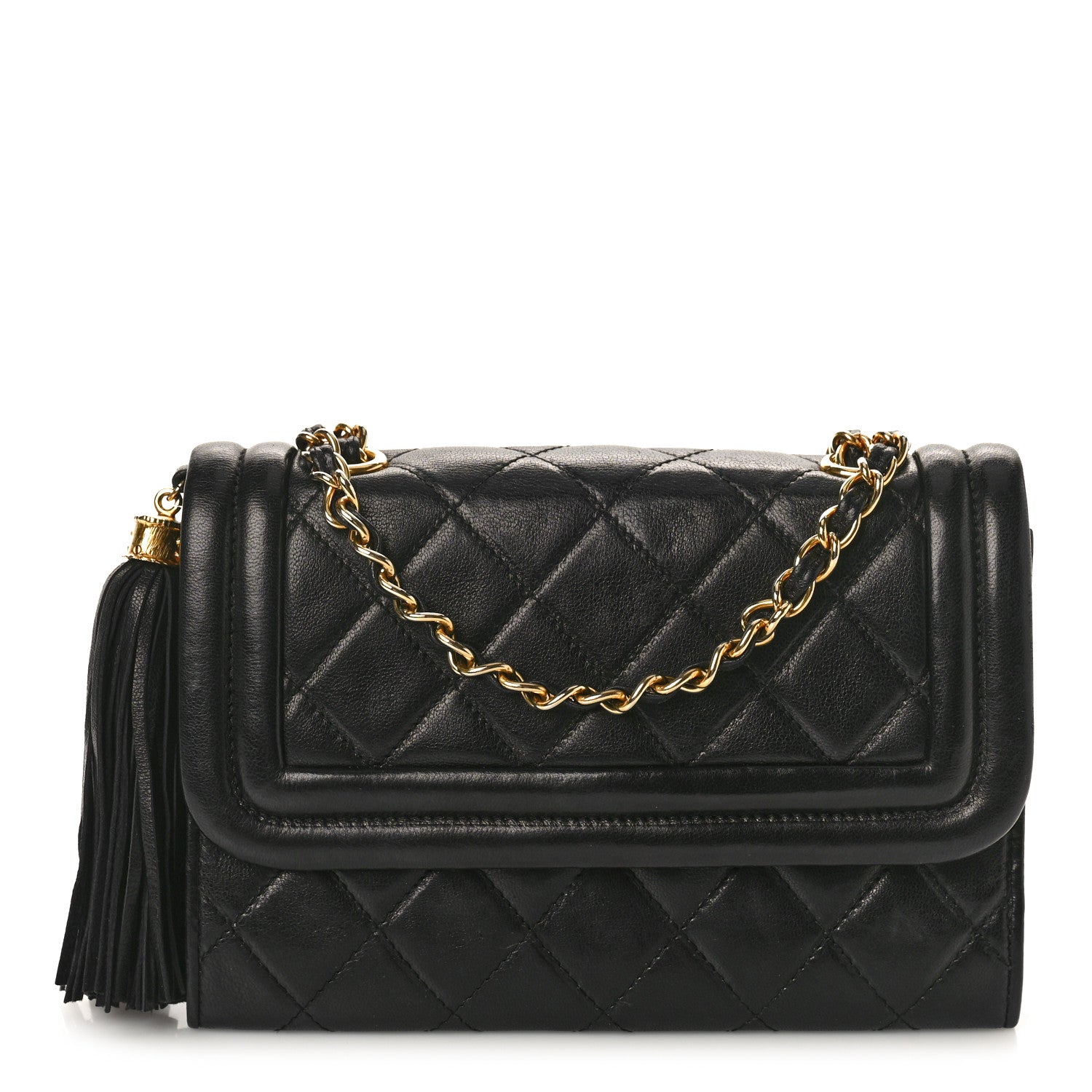 Chanel Lambskin Quilted Tassel Flap Bag Black 1 of 12