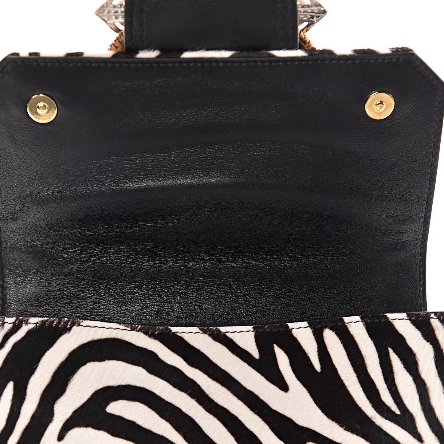 Cavallino Pony Hair Crystal Embellished Shoulder Bag White Black