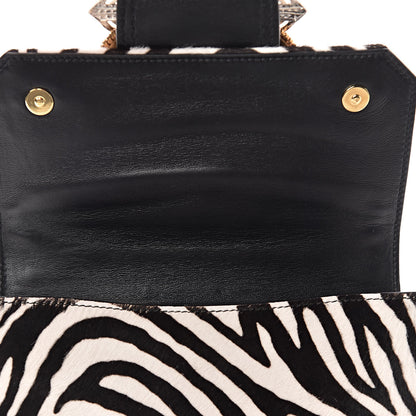 Miu Miu Cavallino Pony Hair Crystal Embellished Shoulder Bag White Black 8 of 12