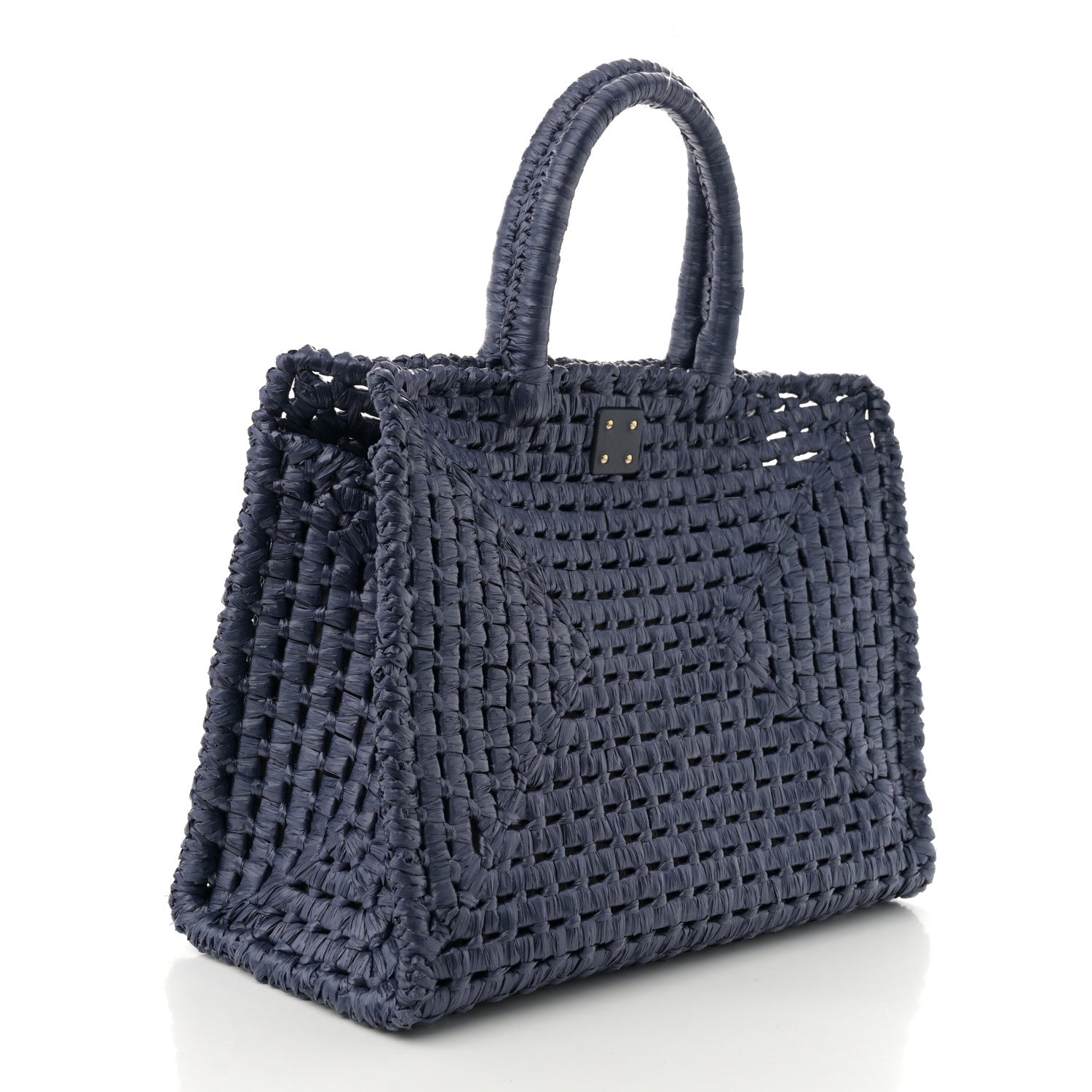 Salvatore Ferragamo Raffia Medium The Studio Box Bag Midnight 4 of 12