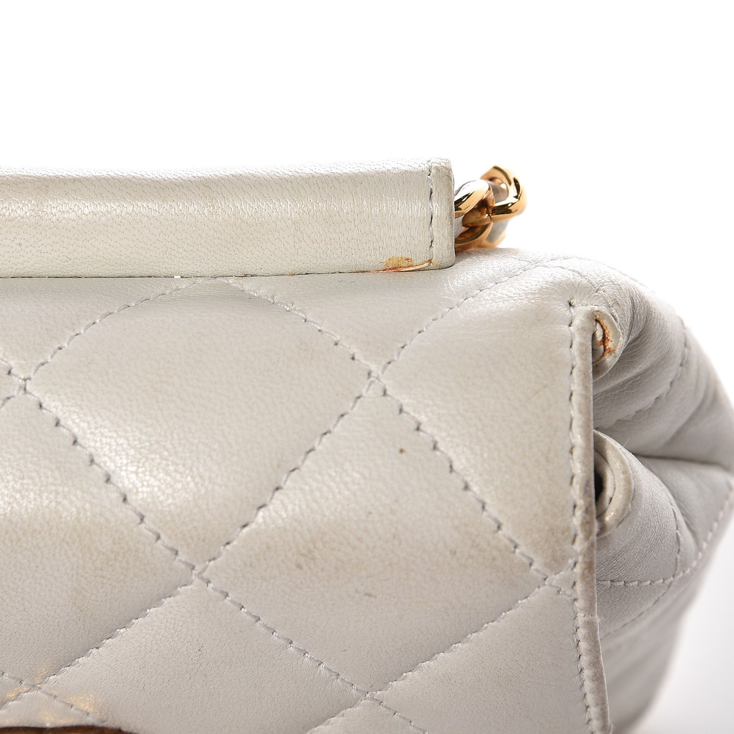 Lambskin Quilted Flap Waist Belt Bag White