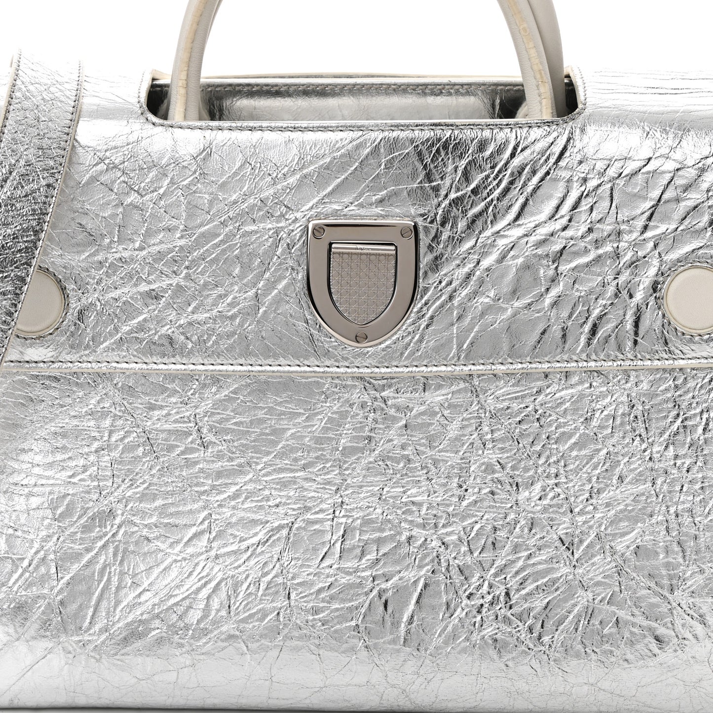 Metallic Calfskin Medium Diorever Flap Silver