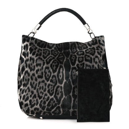Saint Laurent Calf Hair Stingray Leopard Print Large Roady Hobo Black 1 of 10