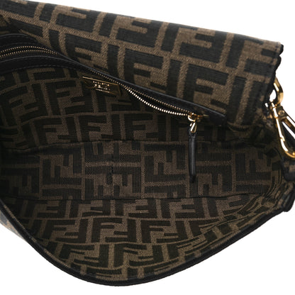 Fendi Fabric Jacquard FF 1974 Medium Baguette Tobacco Moro Black 5 of 9