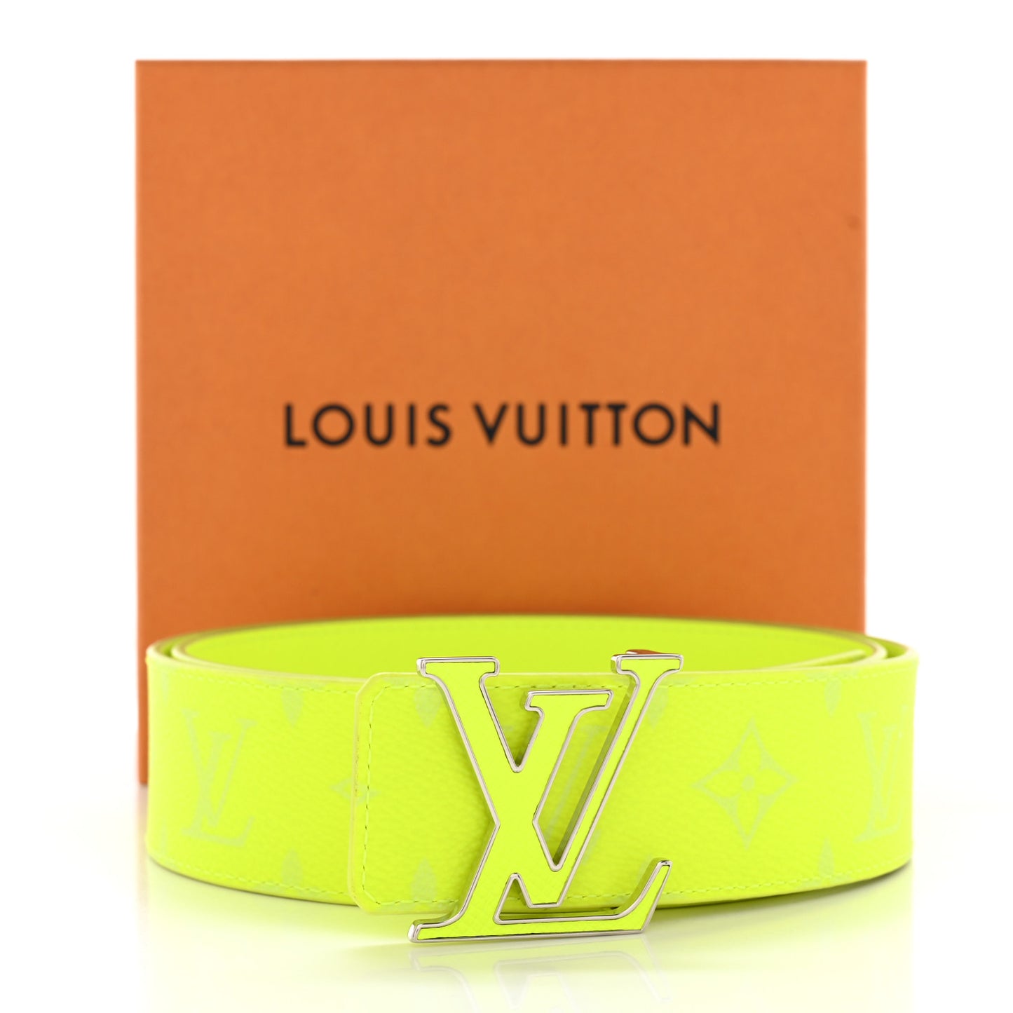Monogram Taigarama 40mm Reversible LV Initiales Belt 85 34 Neon Yellow