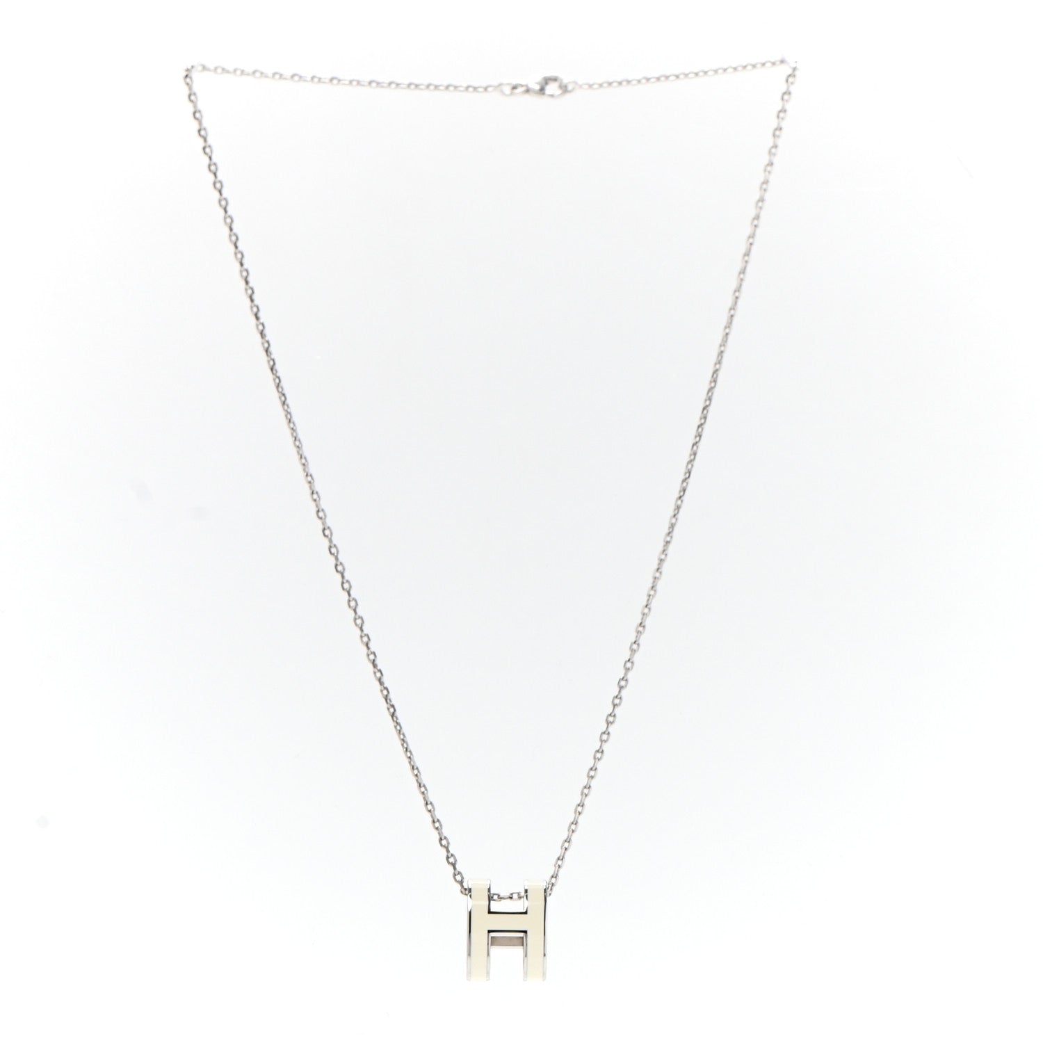 Hermes Palladium Pop H Pendant Necklace White 3 of 5
