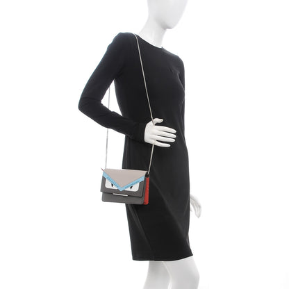 Fendi Vitello Elite Monster Eyes Studded Tube Wallet on Chain Carbone White Multicolor 2 of 9