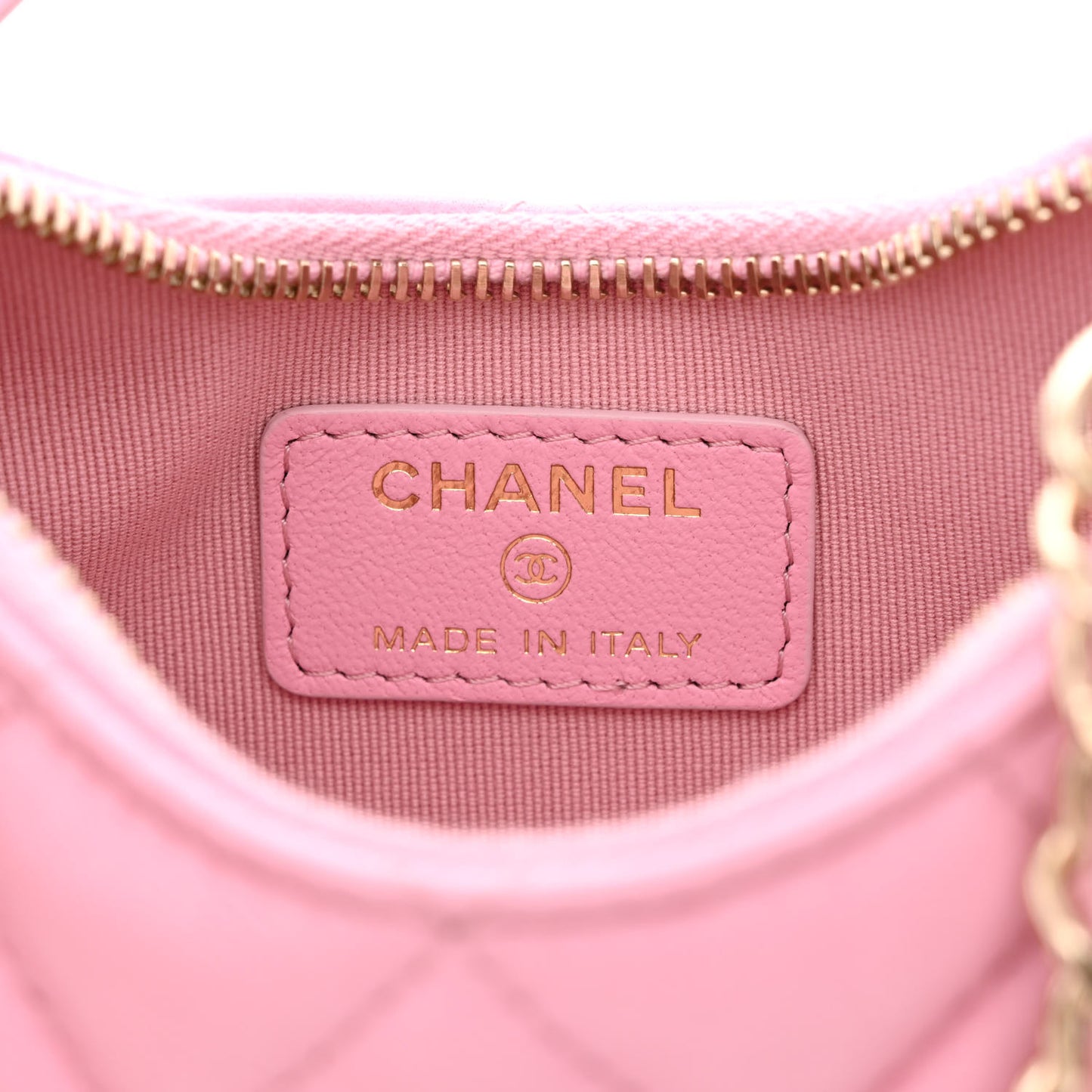 Lambskin Quilted Mini Chain Around Hobo Pink