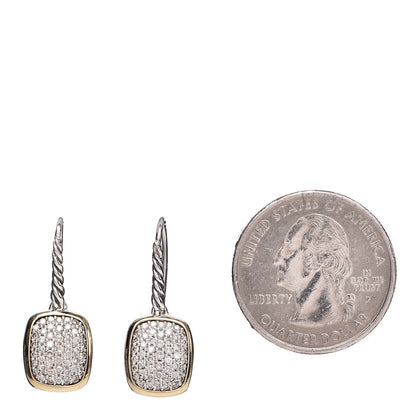 David Yurman Sterling Silver 18K Yellow Gold Diamond Noblesse Drop Earrings 2 of 4