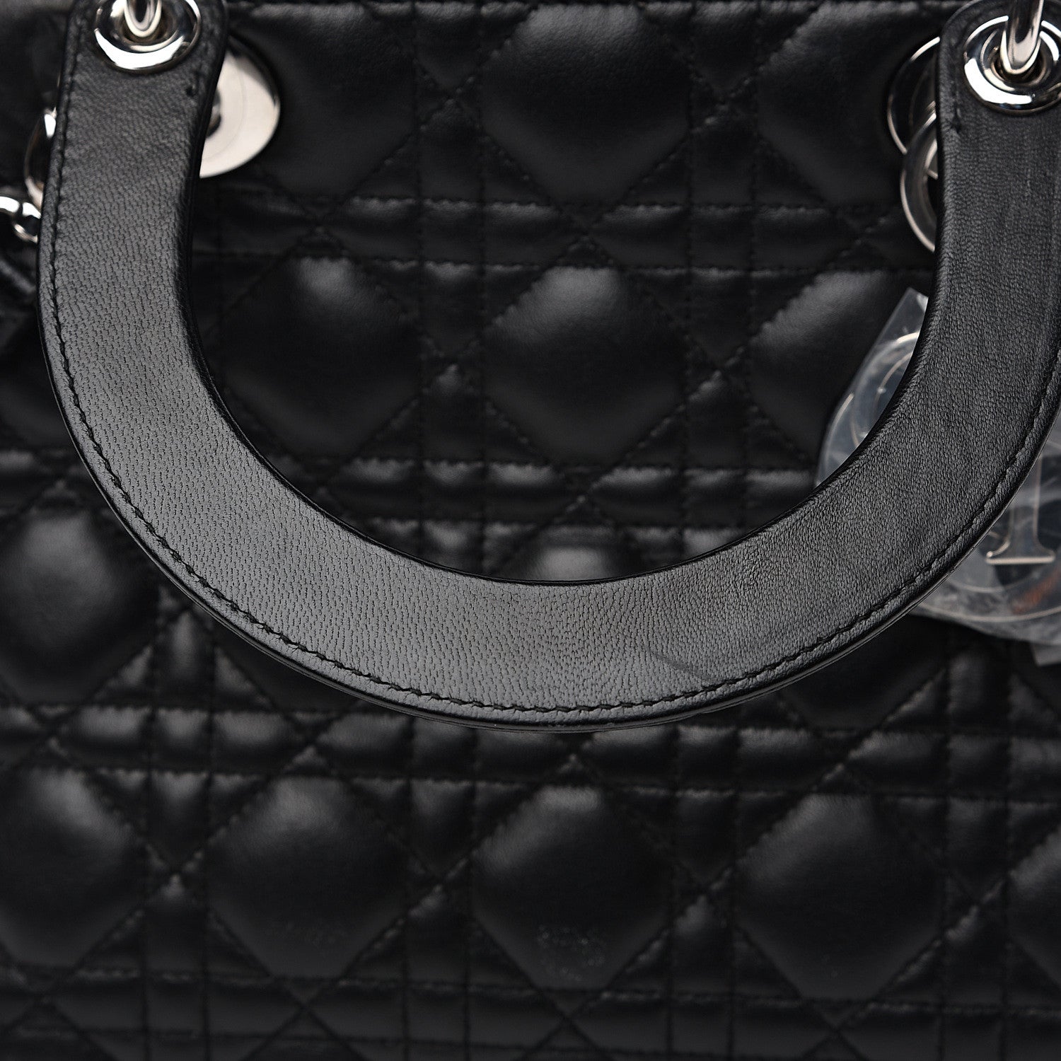 Christian Dior Lambskin Cannage Studded Double Strap Medium Lady Dior Black 5 of 10
