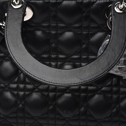 Christian Dior Lambskin Cannage Studded Double Strap Medium Lady Dior Black 5 of 10