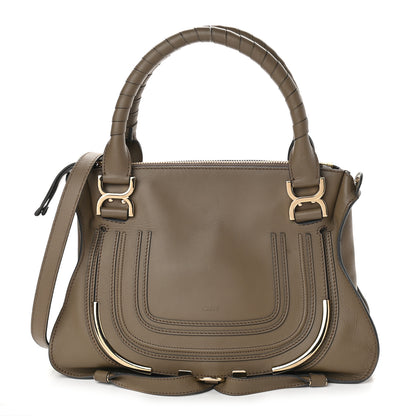 Chloe Calfskin Medium Marcie Metal Bar Trim Satchel Beige 1 of 10