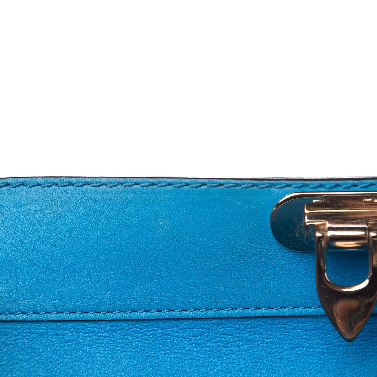 Vitello Mini Rockstud Double Handle Tote Blue Fluo