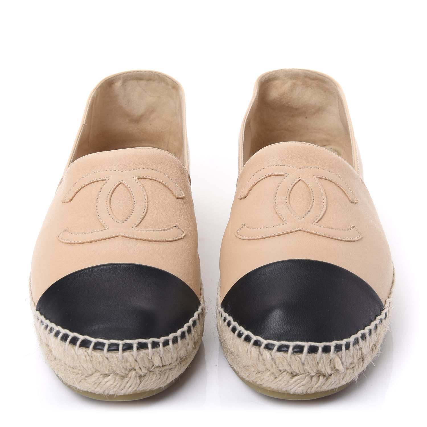 Chanel Lambskin CC Espadrilles 40 Beige Black 2 of 9