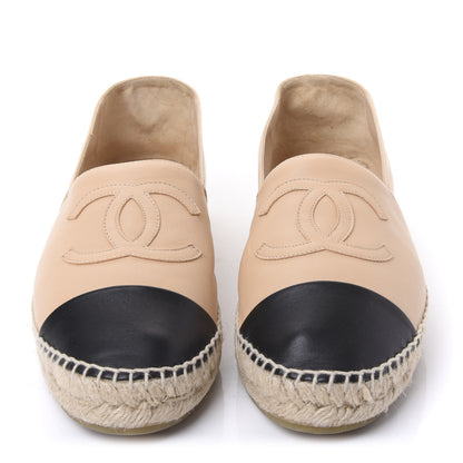 Chanel Lambskin CC Espadrilles 40 Beige Black 2 of 9