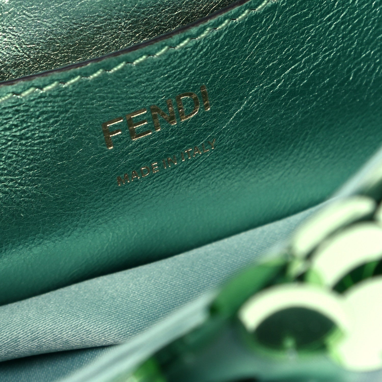 Fendi Satin Paillettes Catalan Mirror Mini Baguette 1997 Green 6 of 8