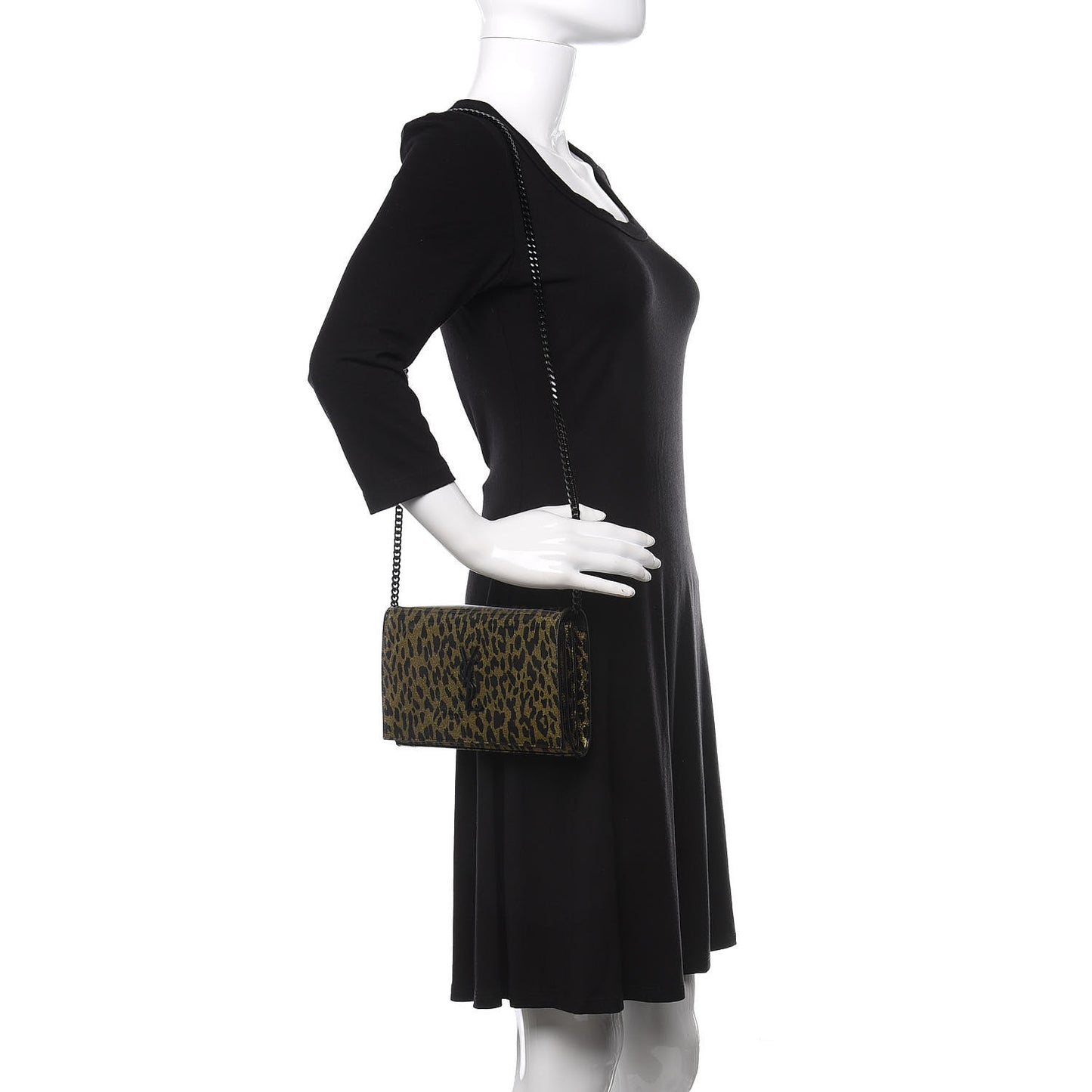 Patent Leopard Print Monogram Chain Wallet Leopard Black Gold