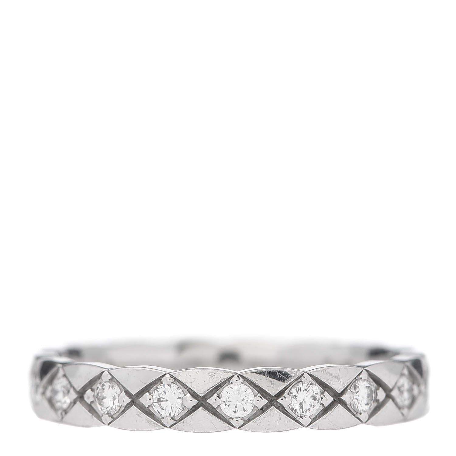 Chanel 18K White Gold Diamond Mini Coco Crush Ring 53 6.5 1 of 5