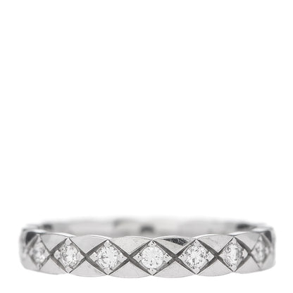Chanel 18K White Gold Diamond Mini Coco Crush Ring 53 6.5 1 of 5