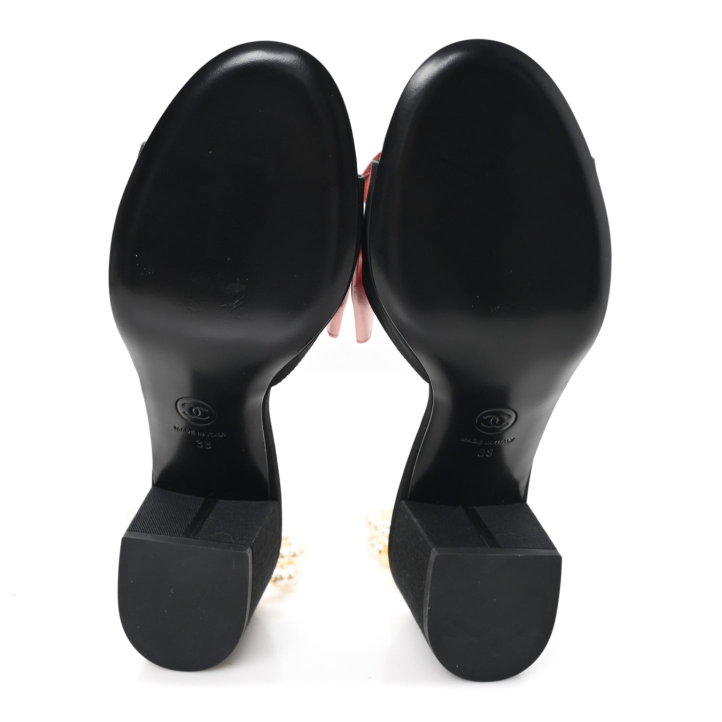 Silk Pearl Ankle Strap Sandals 38 Black Light Pink