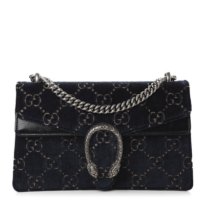 Gucci Velvet Skipper GG Monogram Small Dionysus Shoulder Bag Blue Beige Black 1 of 11