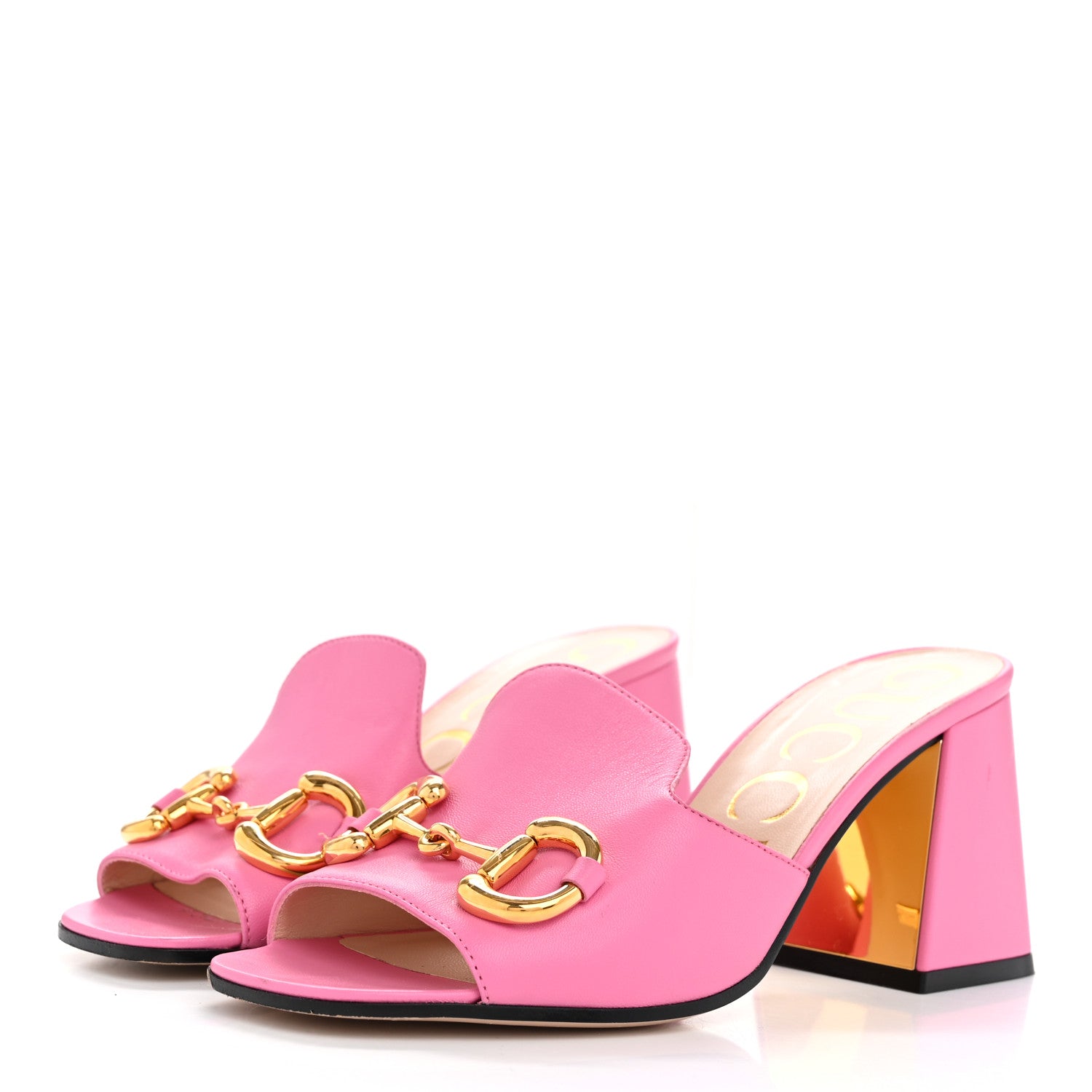 Gucci Nappa Horsebit 75mm Slide Sandals 37 Pink 4 of 12