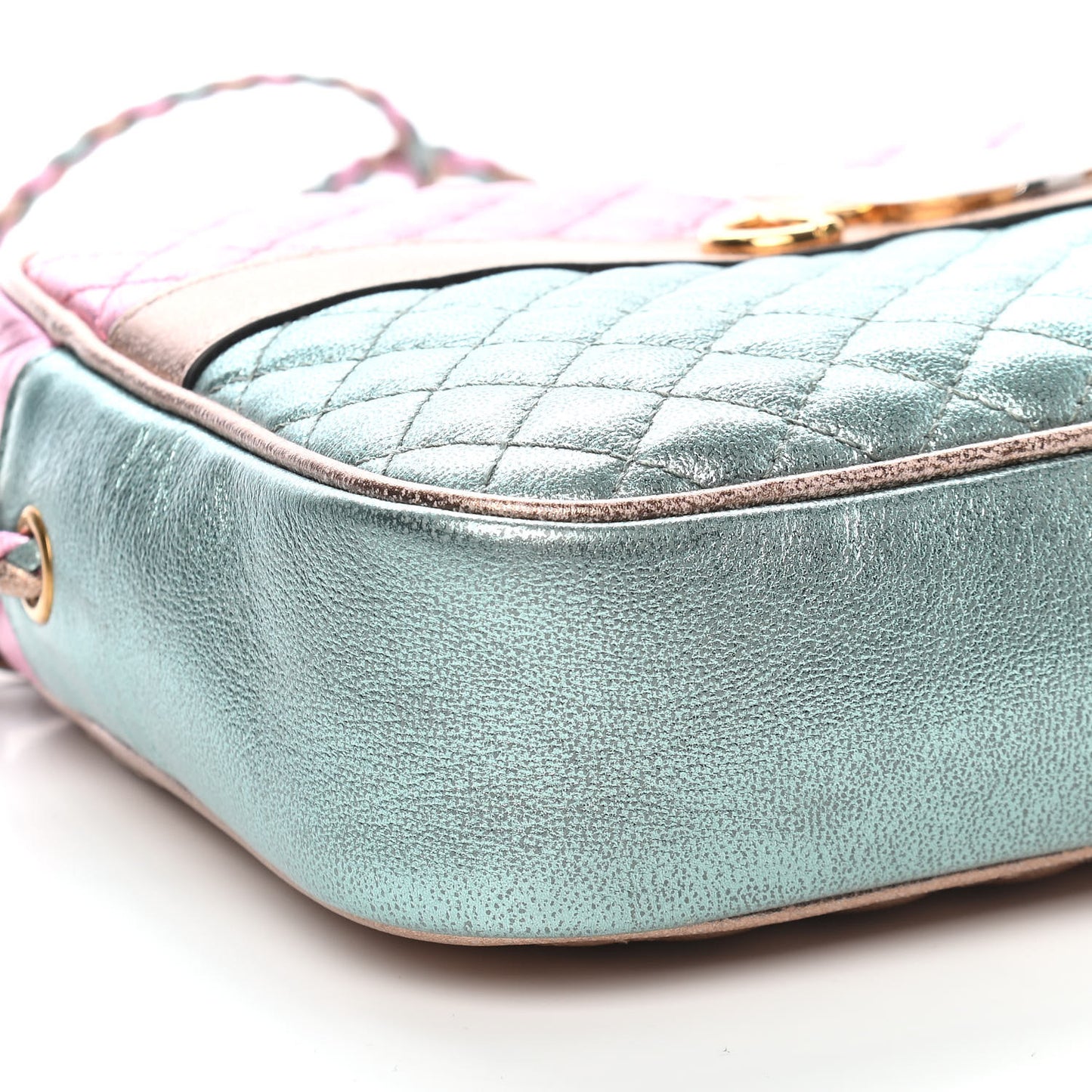 Laminated Nappa Trapuntata Small Zumi Shoulder Bag Rosa Lago Rame