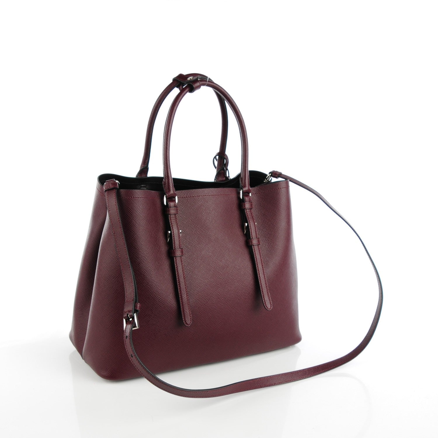 Prada Saffiano Cuir Medium Double Handle Tote Granato 3 of 8