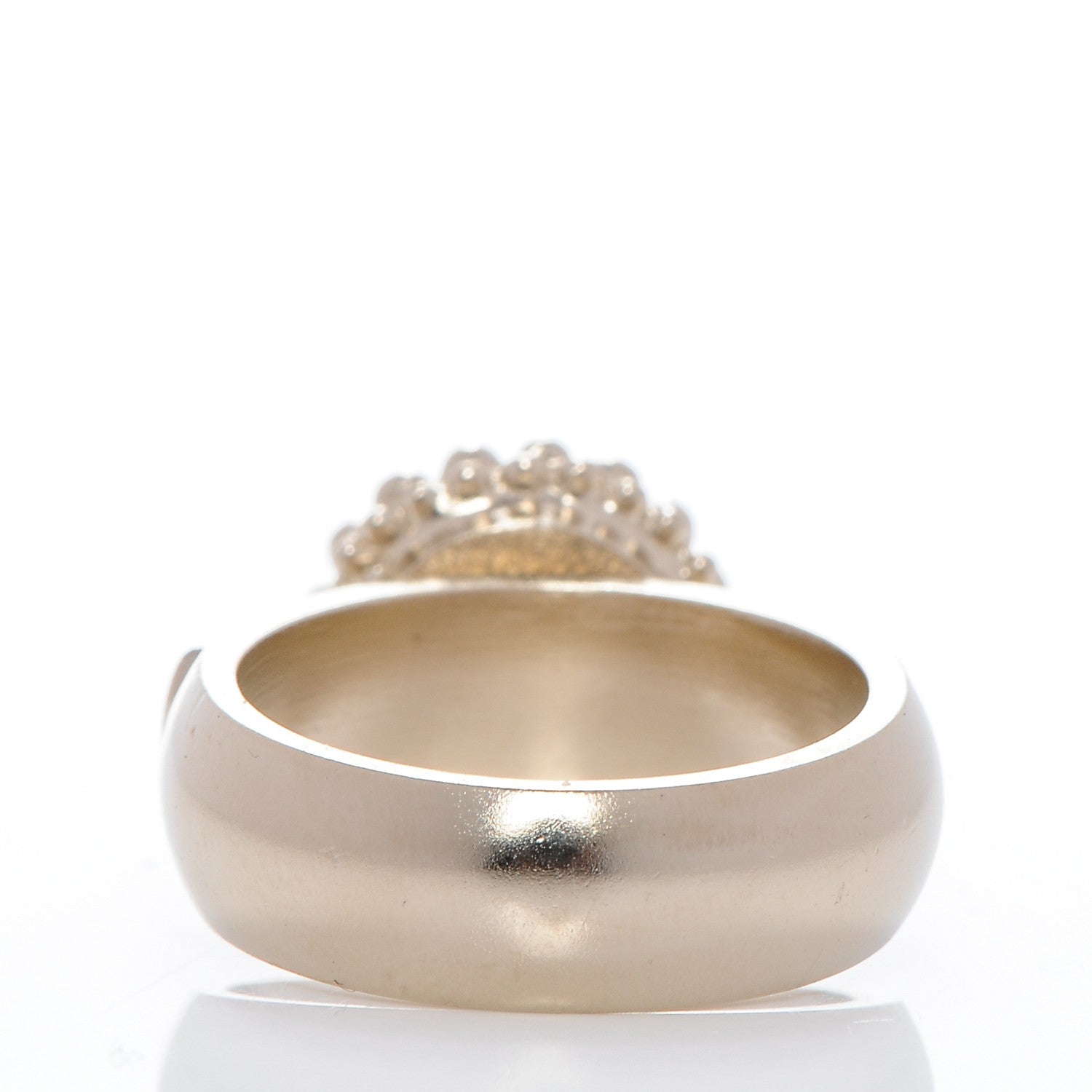 Chanel Pearl Crystal CC Ring 53 6.25 Gold Pearly White 3 of 4