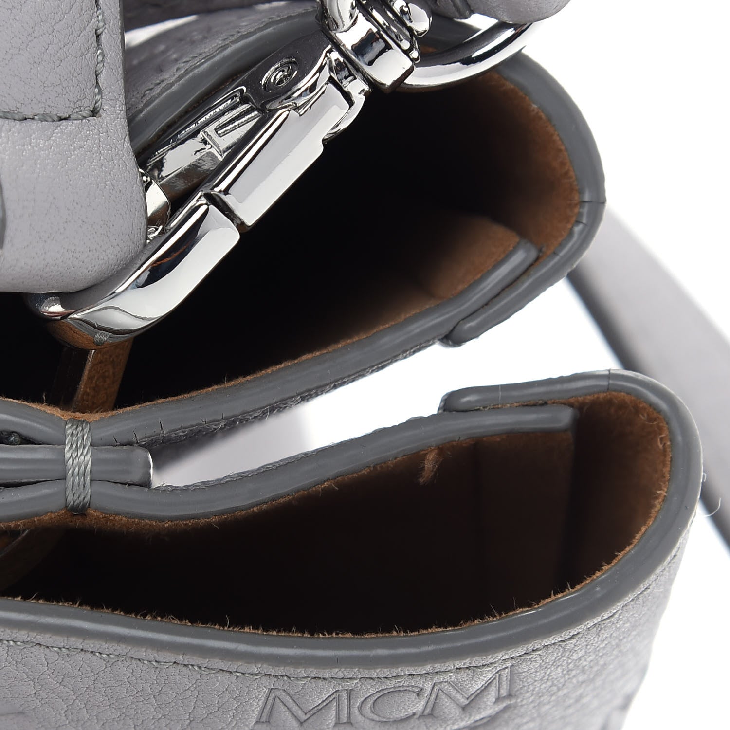 MCM Calfskin Ottomar Monogram Sarah Convertible Hobo Dove 9 of 9