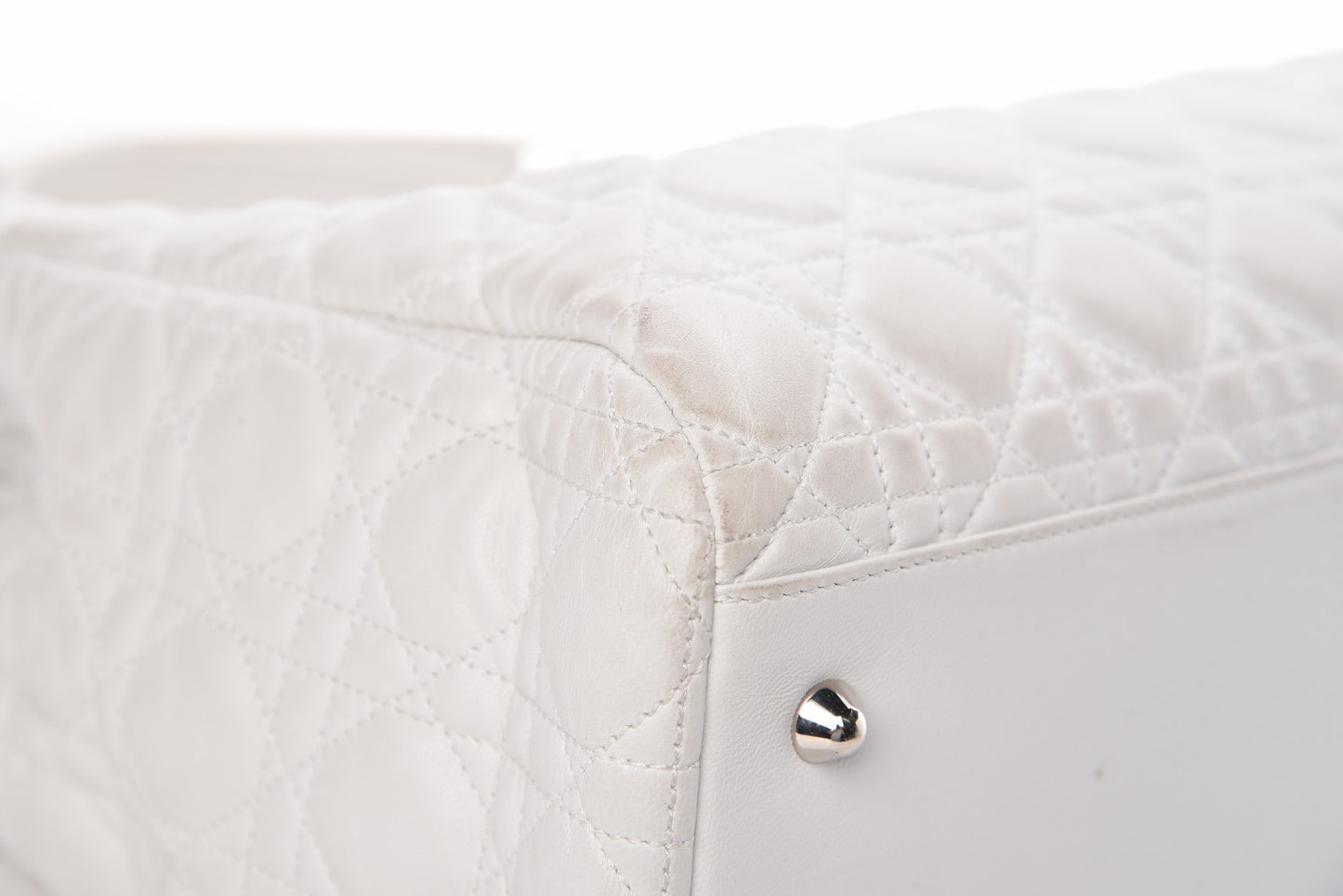 Lambskin Cannage Large Dior Soft Shopping Tote White