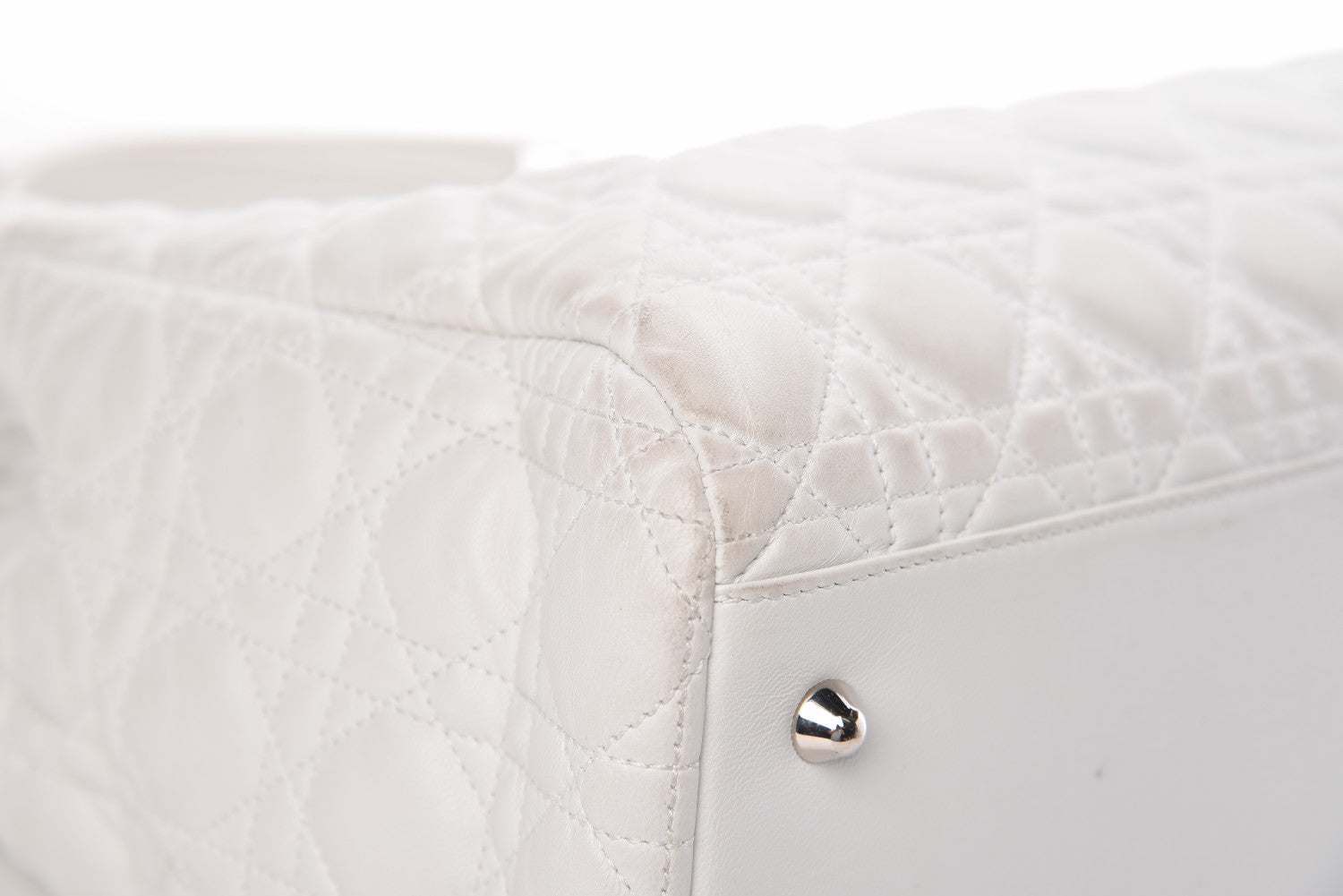 Christian Dior Lambskin Cannage Large Dior Soft Shopping Tote White 19 of 26