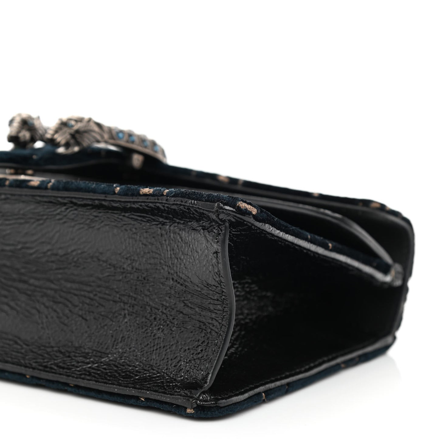 Velvet Skipper Crystal GG Monogram Small Dionysus Shoulder Bag Blue Beige Black