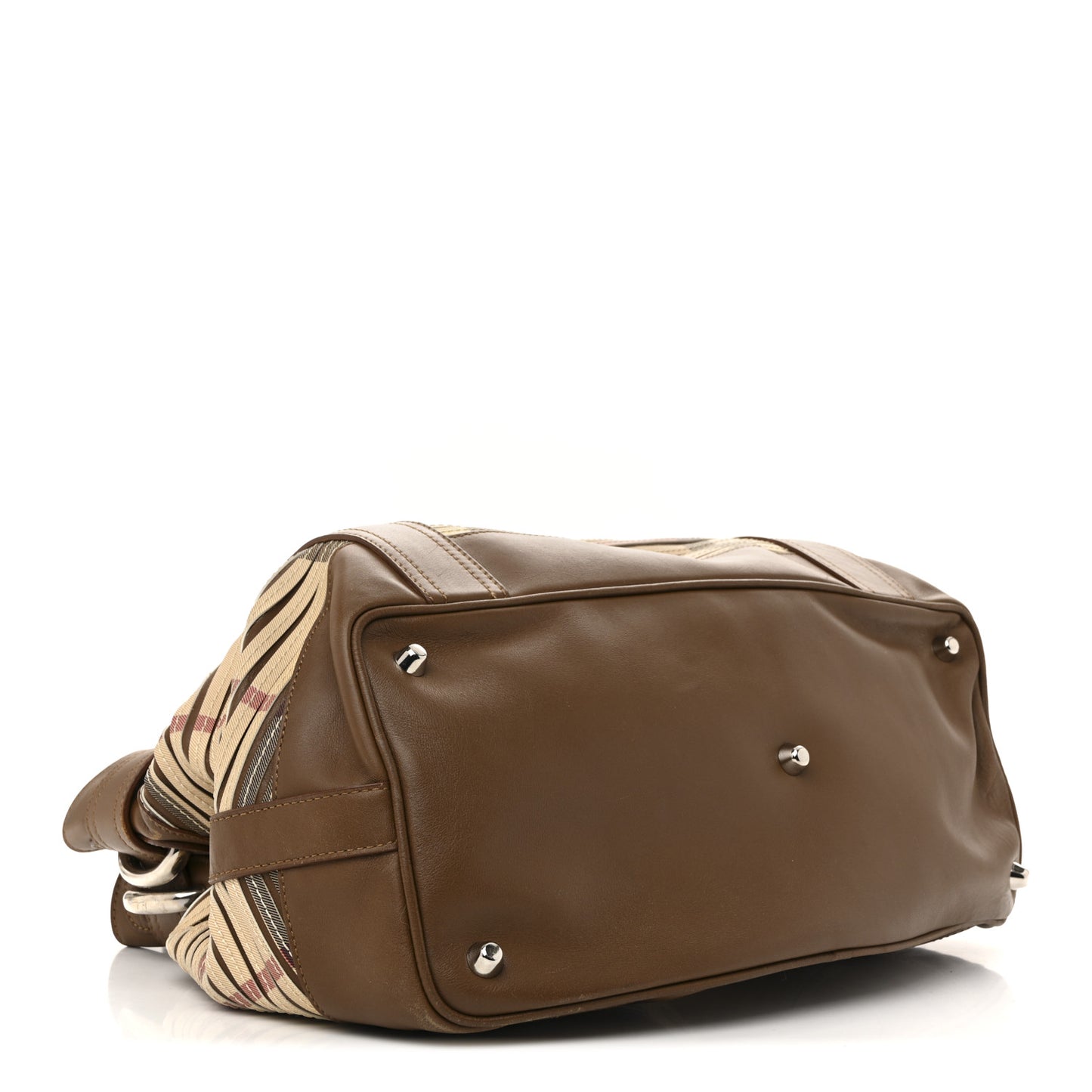 Bridle Calfskin House Check Sliced Beaton Tote Brown Ochre