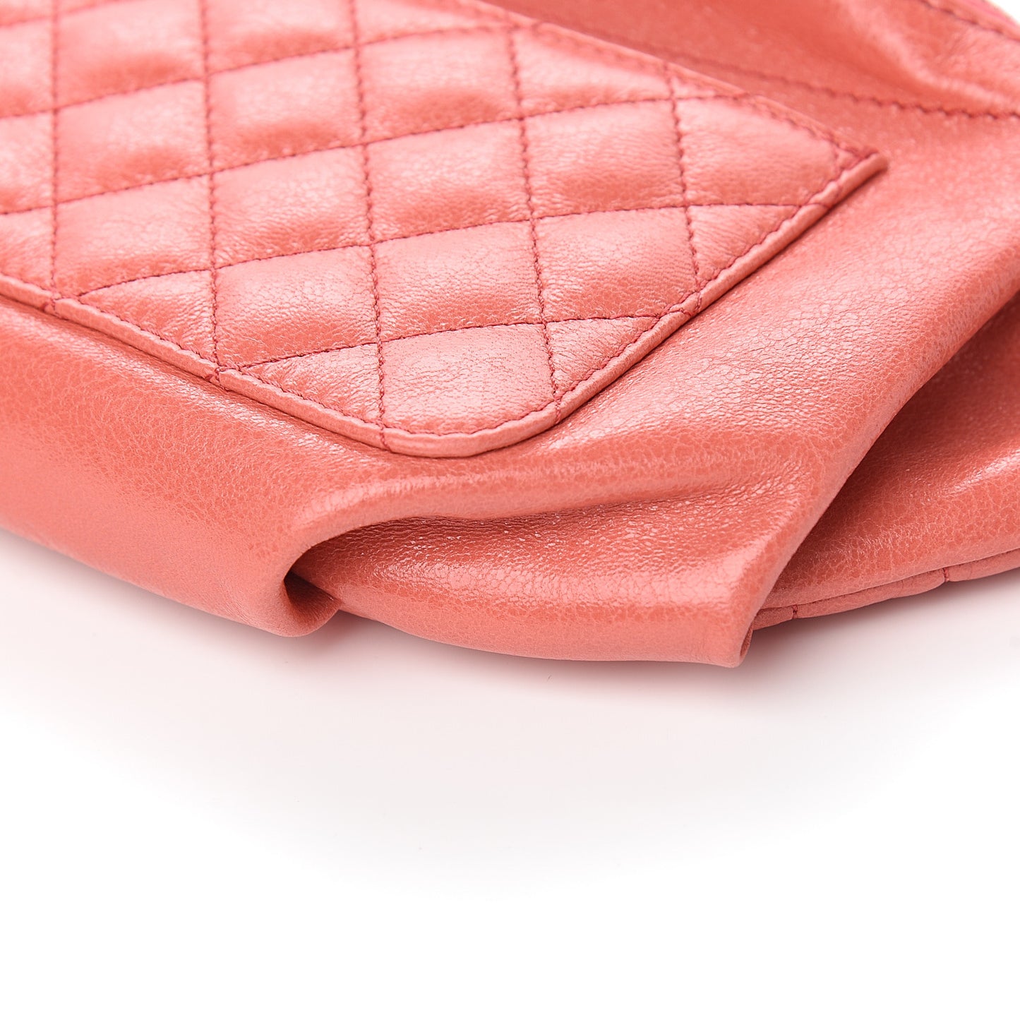Crumpled Glazed Lambskin Quilted Waist Bag Fanny Pack Pink