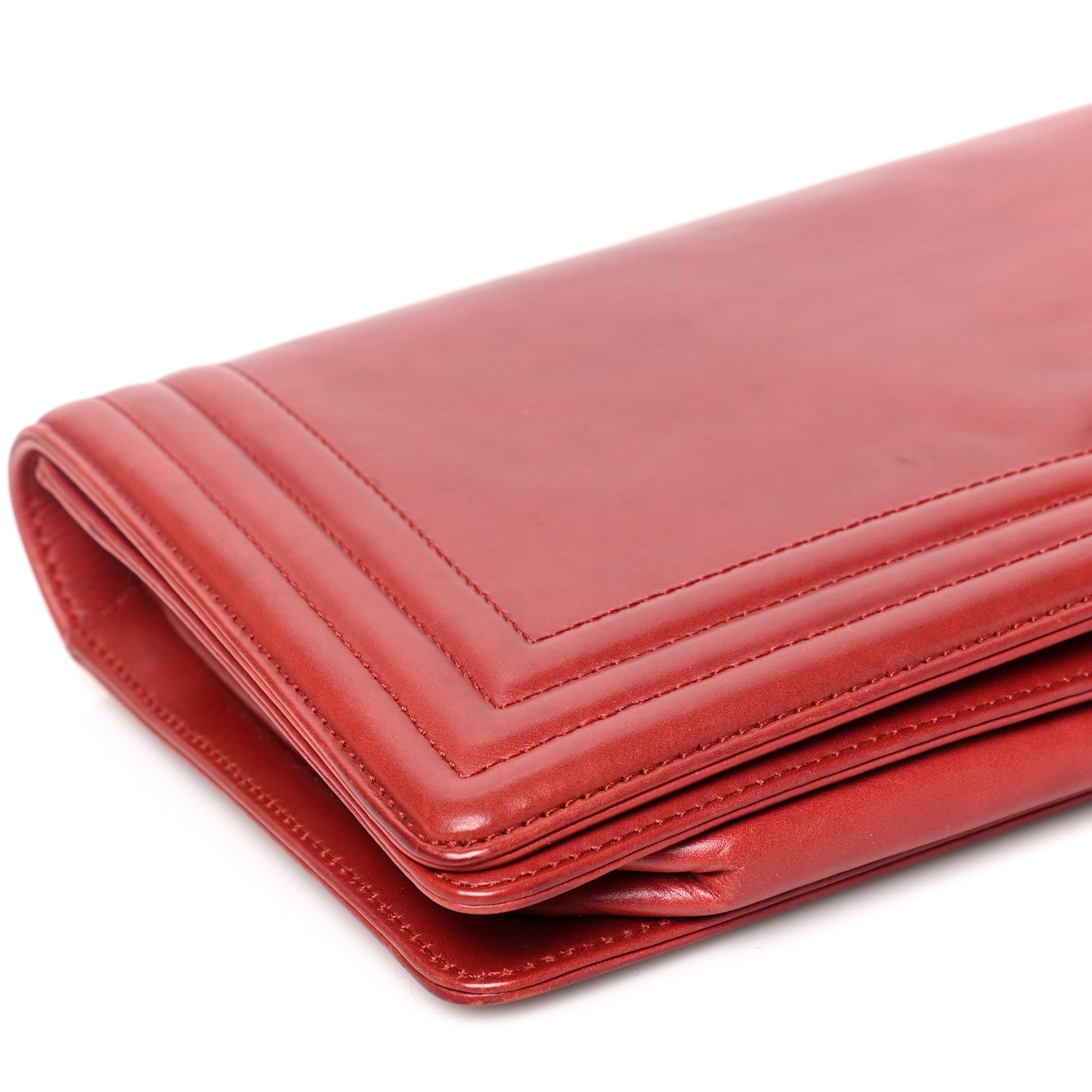 Chanel Glazed Calfskin Jumbo Boy Clutch Red 6 of 7
